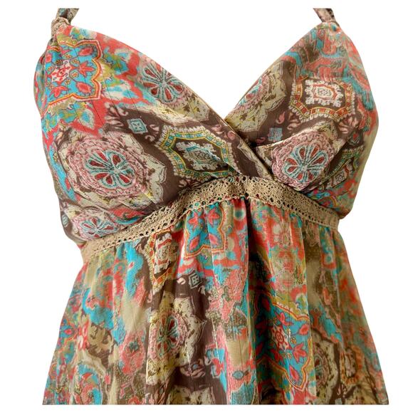 Jordache Y2K Babydoll Hanky Halter Top Crochet Juniors Size 11/13 Fairy Boho - Picture 6 of 11